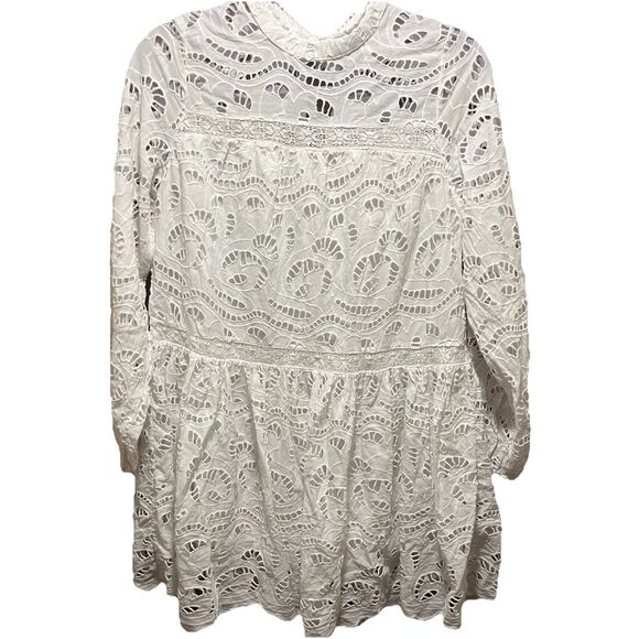 Chelsea28 Embroidered Minidress Women's Size Small White Eyelet Long Sleeve - Picture 2 of 5